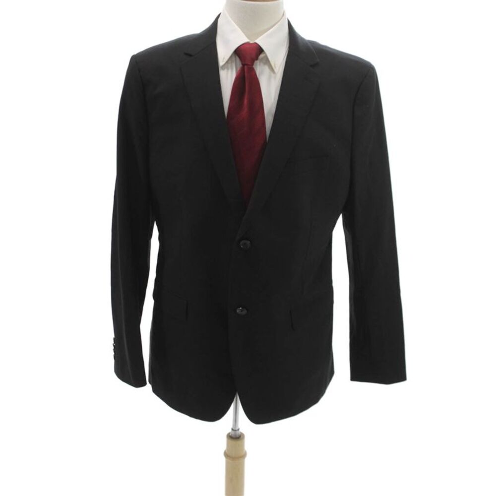Theory Mens Black Virgin Wool Suit Jacket Size 44